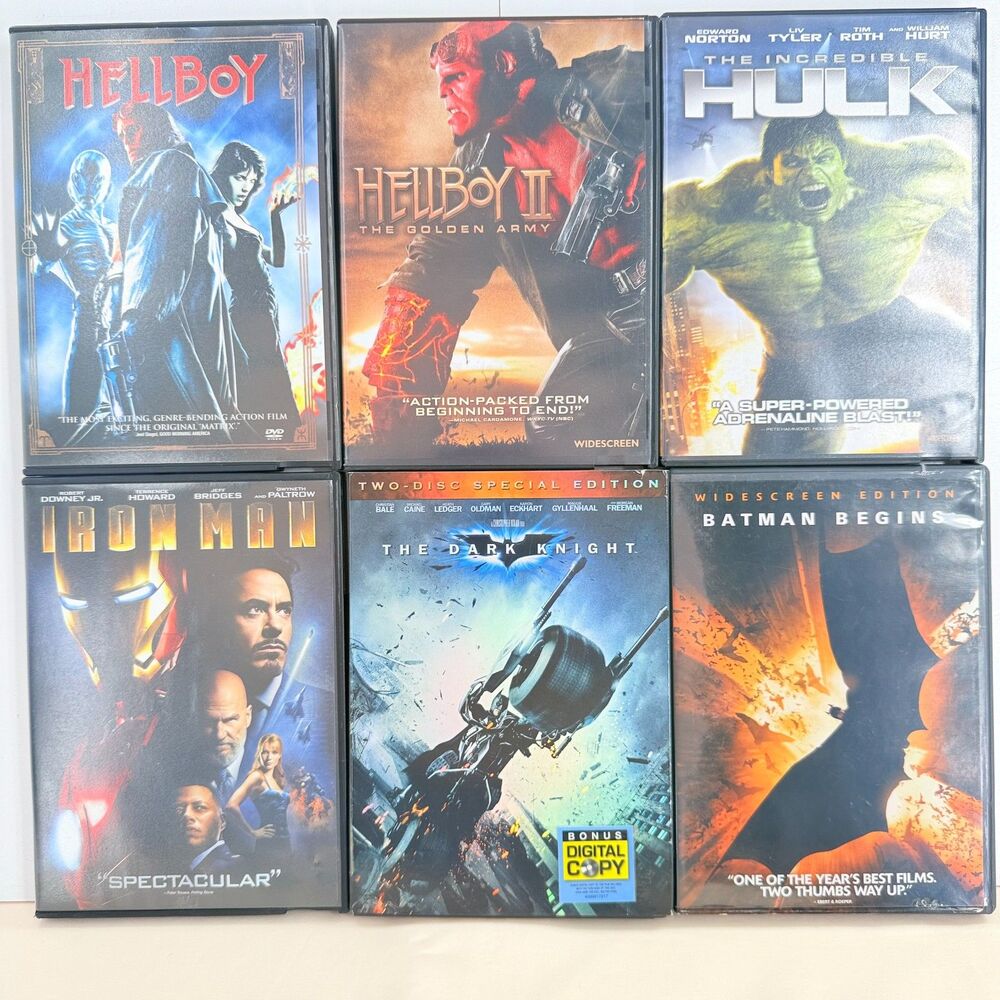 Superhero DVD Lot Dark Knight Iron Man Batman Hulk